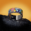 Eye Pattern Brass Micro Pave Clear Cubic Zirconia Enamel Finger Rings FS-WGB4C19-05-4