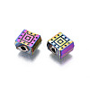 Rack Plating Rainbow Color Alloy Beads PALLOY-S180-357-3