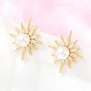 Brass Micro Pave Clear Cubic Zirconia Stud Earrings EJEW-F405-03G-5