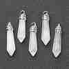Bullet Natural Quartz Crystal Pointed Pendants X-G-E332-C28-2