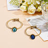 2Pcs 2 Colors Stainless Steel with Synthesis Gemstone Adjustable Cuff Rings RJEW-GO0001-27B-4