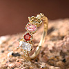 Oval & Horse Eye & Rectangle Brass with Colorful Cubic Zirconia Finger Rings FS-WGD0B16-02-5