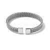 304 Stainless Steel Mesh Chain Shape Open Cuff Bangle for Women BJEW-C031-03-3