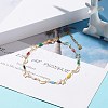 Brass Moon & Star Link Chain Anklet with Glass Beads for Women AJEW-AN00478-2