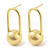 Oval with Ball Shape Rack Plating Brass Stud Earring EJEW-K263-28G-1