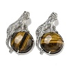 Natural Tiger Eye Half Round Pendants G-F766-06AS-08-1