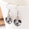 Heart Glass Pendant Necklaces & Dangle Earrings Jewelry Sets SJEW-JS00881-03-6