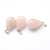 Teardrop Natural Rose Quartz Pendants G-Q435-24-2