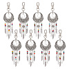  8Pcs Woven Net/Web with Feather Tibetan Style Alloy Pendant Decorations HJEW-NB0001-89-1