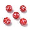 Valentine's Day Spray Painted & Printed Wood European Beads WOOD-L023-03C-1