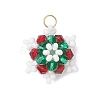 5Pcs 5 Colors Glass Seed Beaded Snowflake Pendants PALLOY-MZ00815-2