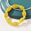 Natural Yellow Agate Bead Stretch Bracelets G-P570-01K-2