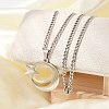 201 Stainless Steel Crescent Moon Star Pendant Twisted Chain Necklaces NJEW-S387-07P-1