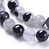 Natural Tourmalinated Quartz/Black Rutilated Quartz Beads Strands G-E558-04-6mm-4
