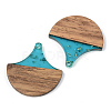 Transparent Resin & Walnut Wood Pendants RESI-S389-046B-B03-2