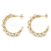 304 Stainless Steel & Bohemian Beaded C-Shaped with Flower Stud Earrings for Women EJEW-R001-03G-02-2