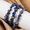 Unisex Chip Natural Lapis Lazuli Beaded Stretch Bracelets BJEW-S143-07-4