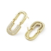 Oval Brass with Cubic Zirconia Dangle Stud Earrings EJEW-Q811-32G-2
