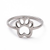 Non-Tarnish 201 Stainless Steel Paw Print Finger Ring RJEW-J051-25P-2