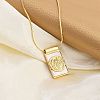 Brass Pave Shell Rectangle Saint Benedict Medal Pendants Necklaces for Women NJEW-Z053-01G-01-2