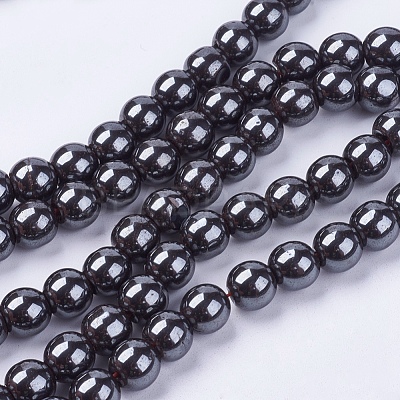 Non-magnetic Synthetic Hematite Bead Strands X-G-R193-19-8mm-1