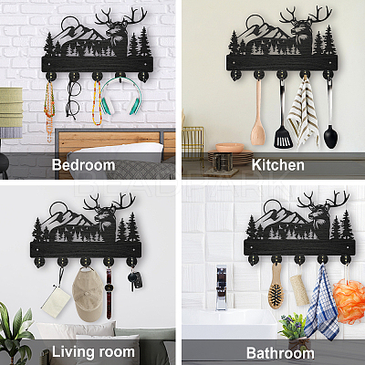 Wood & Iron Wall Mounted Hangers HJEW-WH0055-005-1