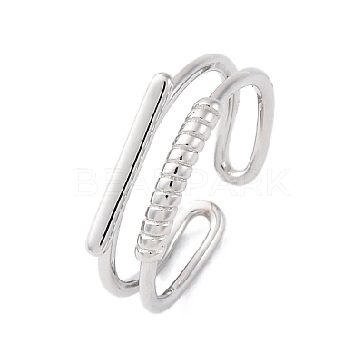 925 Sterling Silver Cuff Rings for Women RJEW-U046-02P-1