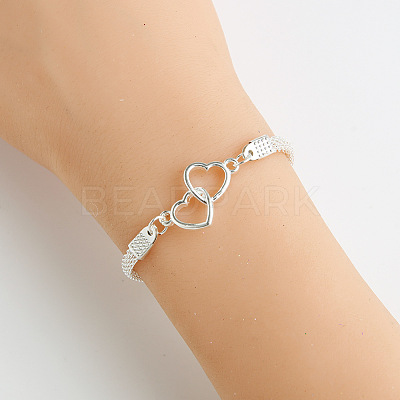 Double Heart Alloy Link Bracelets FS-WGC61CE-02-1