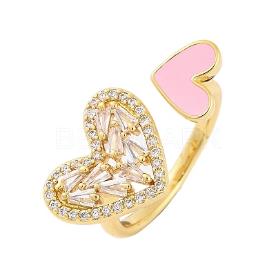 Brass Micro Pave Clear Cubic Zirconia Open Cuff Rings RJEW-U009-04B-G-1
