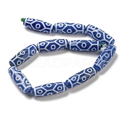 Blue Tibetan Style dZi Beads Strands TDZI-NH0001-B09-01-1