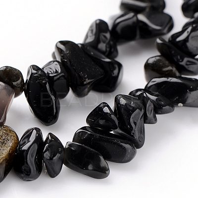 Natural Obsidian Bead Strands F079-1