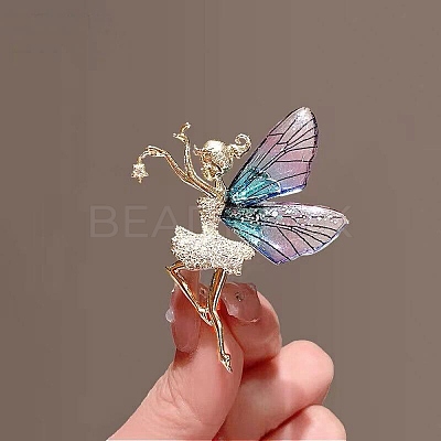 Crystal Rhinestone Ballet Dancer Fairy Brooch Pin JBR083A-1