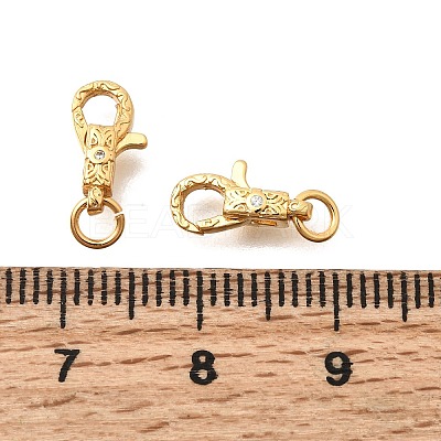 Brass Micro Pave Clear Cubic Zirconia Lobster Claw Clasps KK-G600-25G-03-1