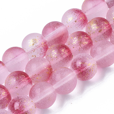 Frosted Spray Painted Glass Beads Strands X-GLAA-N035-03D-C04-1
