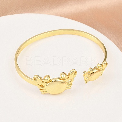 Marine Organism Brass Cuff Bangles for Women BJEW-D368-03C-G-1