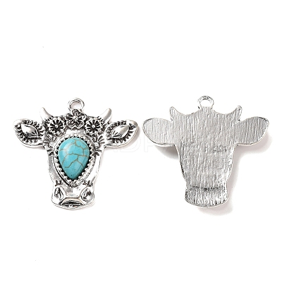 Synthetic Turquoise Pendants PALLOY-K001-046-1
