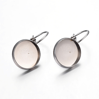 Tarnish Resistant 304 Stainless Steel Leverback Earring Settings LS-STAS-F191-03P-12mm-1