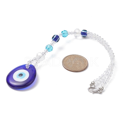 Teardrop with Evil Eye  Pendant Decoration HJEW-JM01018-1