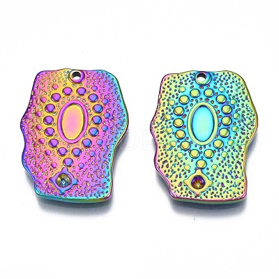 Rainbow Color 304 Stainless Steel Pendant Rhinestone Settings STAS-S119-070-1