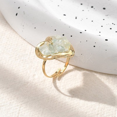 Heart Natural Green Aventurine Finger Rings STAS-Z112-10G-02-1