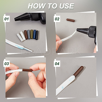 70Pcs 7 Style Plastic Aglets for Shoelaces KY-PH0001-84-1