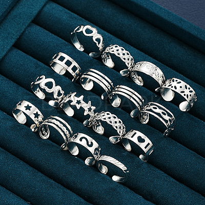 16Pcs 16 Styles Heart Star Alloy Cuff Toe Ring Sets FS-WG5F0D5-01-1