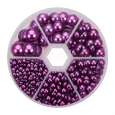 Medium Orchid Imitation Pearl Beads Assorted Mixed Sizes 4-12mm Flat Back Pearl Cabochons SACR-PH0001-47-1