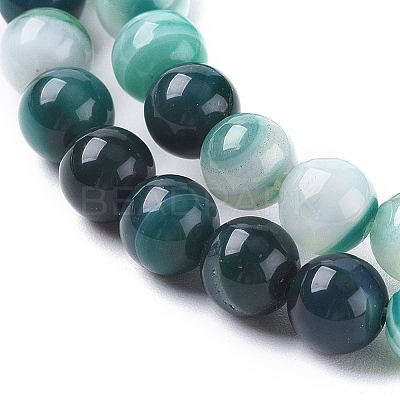 Natural Striped Agate/Banded Agate Beads Strands G-G582-6mm-48-1