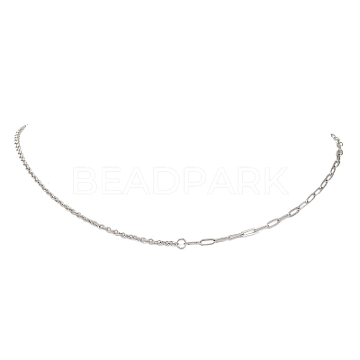 304 Stainless Steel Paperclip Chain Cable Chain Necklaces for Women NJEW-JN05590-1