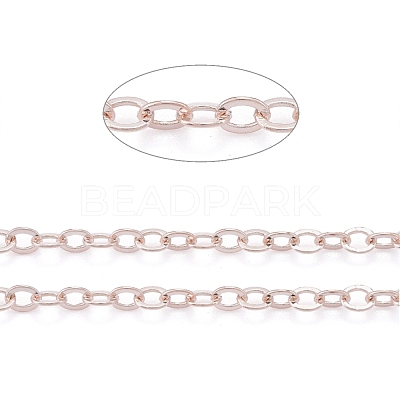 Brass Flat Oval Cable Chains CH030-RG-1