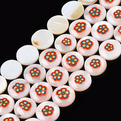Natural Freshwater Shell Enamel Beads SHEL-N026-194-01-1