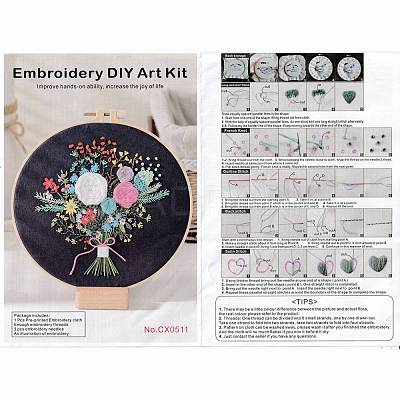 DIY Bouquet Pattern Embroidery Kit DIY-O021-14B-1