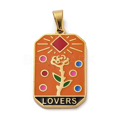 Ion Plating(IP) 304 Stainless Steel Enamel Pendants STAS-Q003-01G-012-1