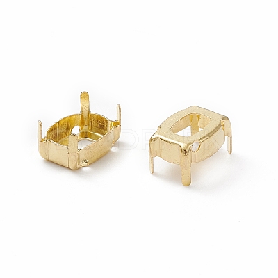 Rectangle Brass Sew on Prong Settings KK-N0084-A05-8x10G-1